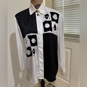 Vintage Louis Feraud Black and White Graphic Shirt size 12